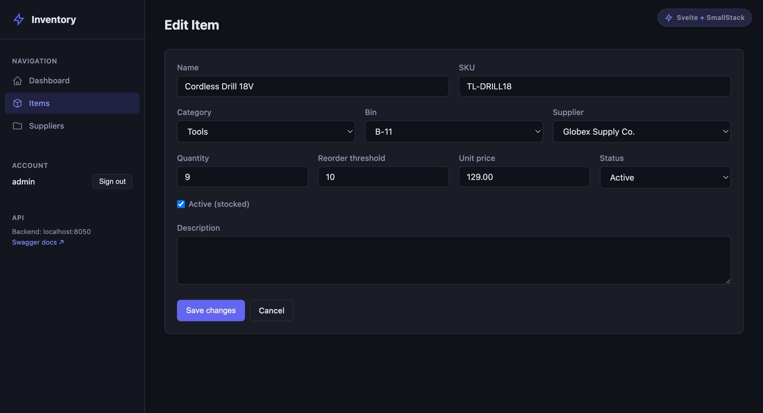 Item form